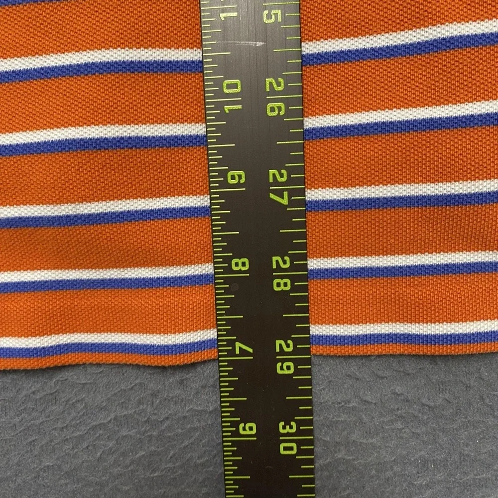 Polo Ralph Lauren Polo Shirt Mens XL Orange Stripe 100% Cotton Pony Logo